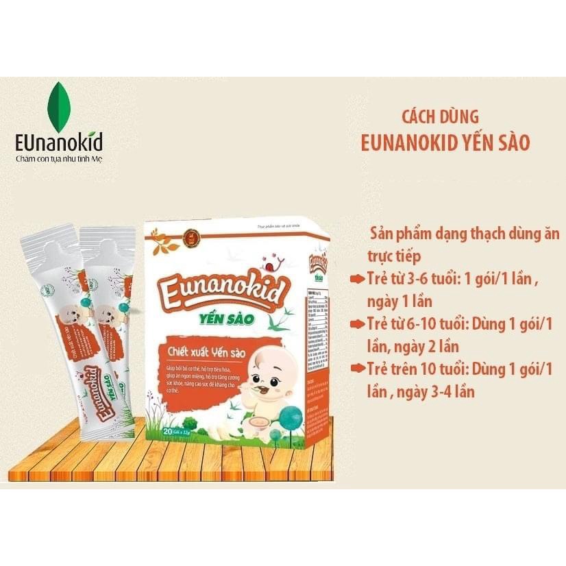 Yến Sào cho bé Eunanokid - chiết xuất yến sào giúp tăng sức đề kháng, hỗ trợ tiêu hoá giúp bé ăn ngon miệng, hấp thụ tốt