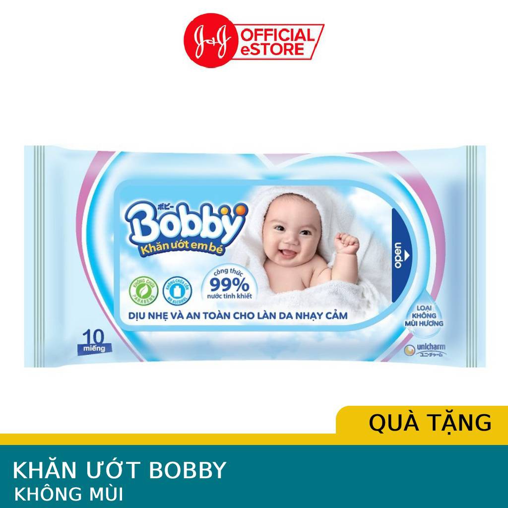 (Quà Tặng Không Bán) Gói 10 Miếng khăn ướt Bobby không mùi_200100113