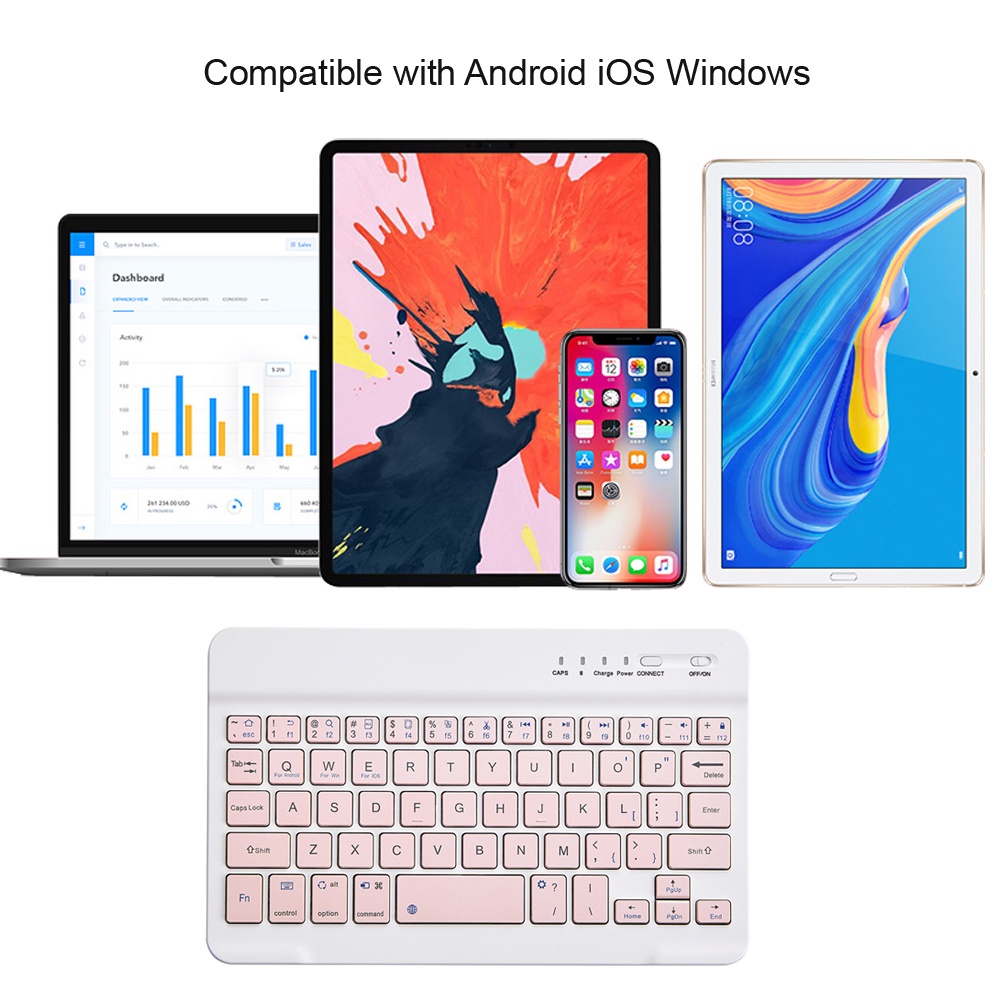 Combo Bàn Phím Và Chuột Bluetooth Không Dây 10 Inch 78 Phím Cho Laptop Ipad Điện Thoại Và Lớp Học Trực Tuyến