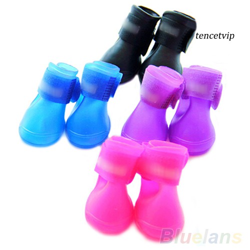 Set 4 giày bốt cao su đi mưa xinh xắn dành cho thú cưng
