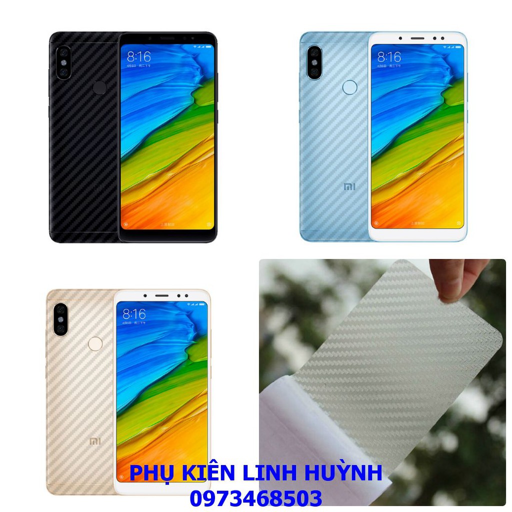 Miếng dán Carbon cho Xiaomi Redmi Note 5/Note 5 Pro_Miếng dán carbon mặt sau (không gồm cạnh máy) Bộ 3 miếng