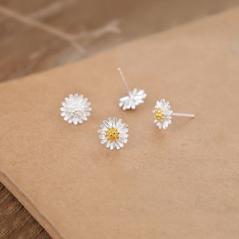 Bông tai bạc S925 - Hoa tai nữ bạc Ý hoa Cúc nhỏ Daisy siêu dễ thương Zaza Accessories KT8004