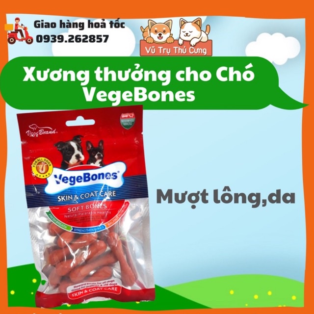 Xương thưởng mềm cho Chó gặm sạch răng, bổ sung dinh dưỡng, Xương thưởng VegeBones cho Chó