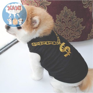 Áo thun cho chó mèo màu đen in hình dây chuyền cực ngầu - XaxiPet