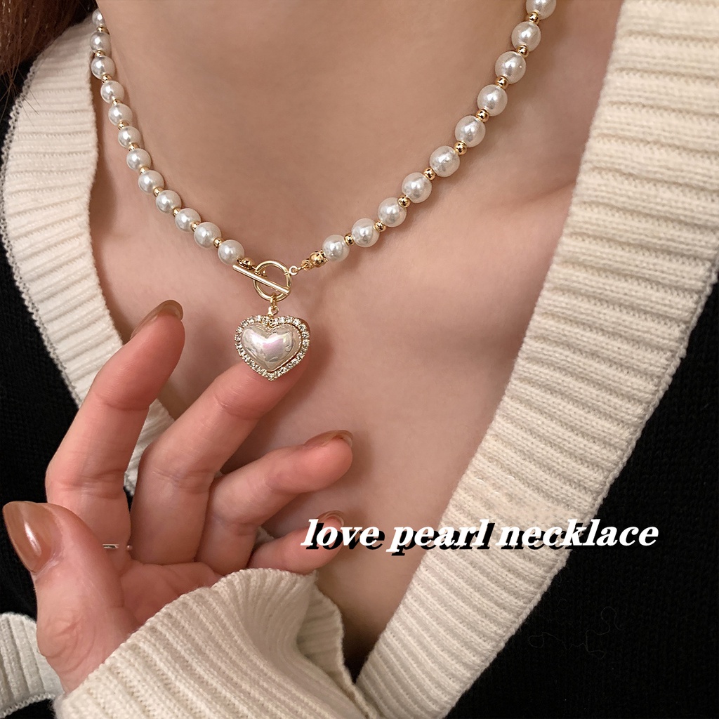 Vòng Cổ Choker Mặt Ngọc Trai Hình Trái Tim Phong Cách Hàn Quốc Thanh Lịch Thời Trang Dành Cho Nữ