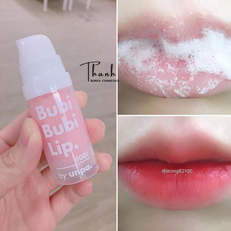 Tẩy Da Chết Môi Unpa Bubi Bubi Bubble Lip Scrub Gel Sủi Bọt, Hồng Môi Hàn Quốc 10ml