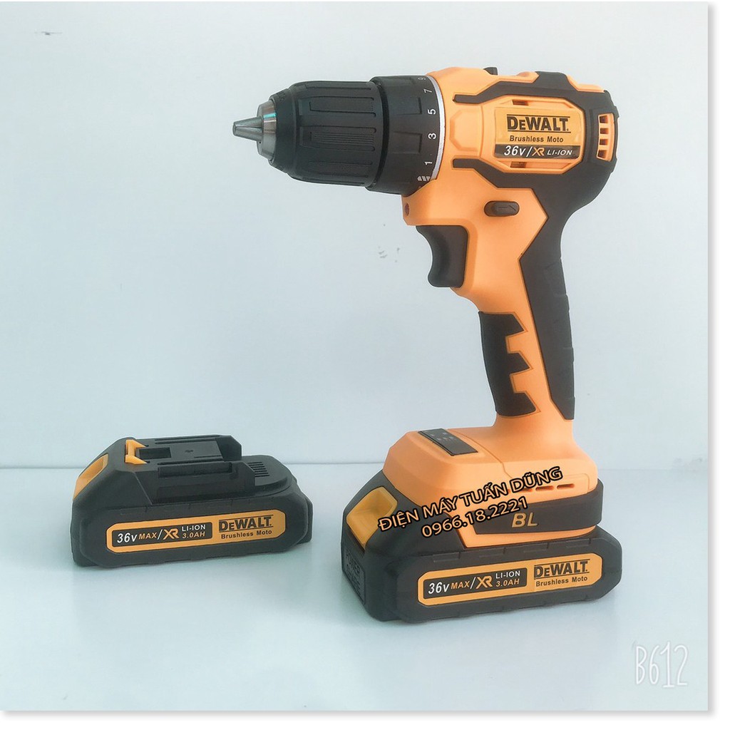 Máy khoan pin Dewalt 36v và 30 phụ kiện, 2 pin, 100% dây đồng