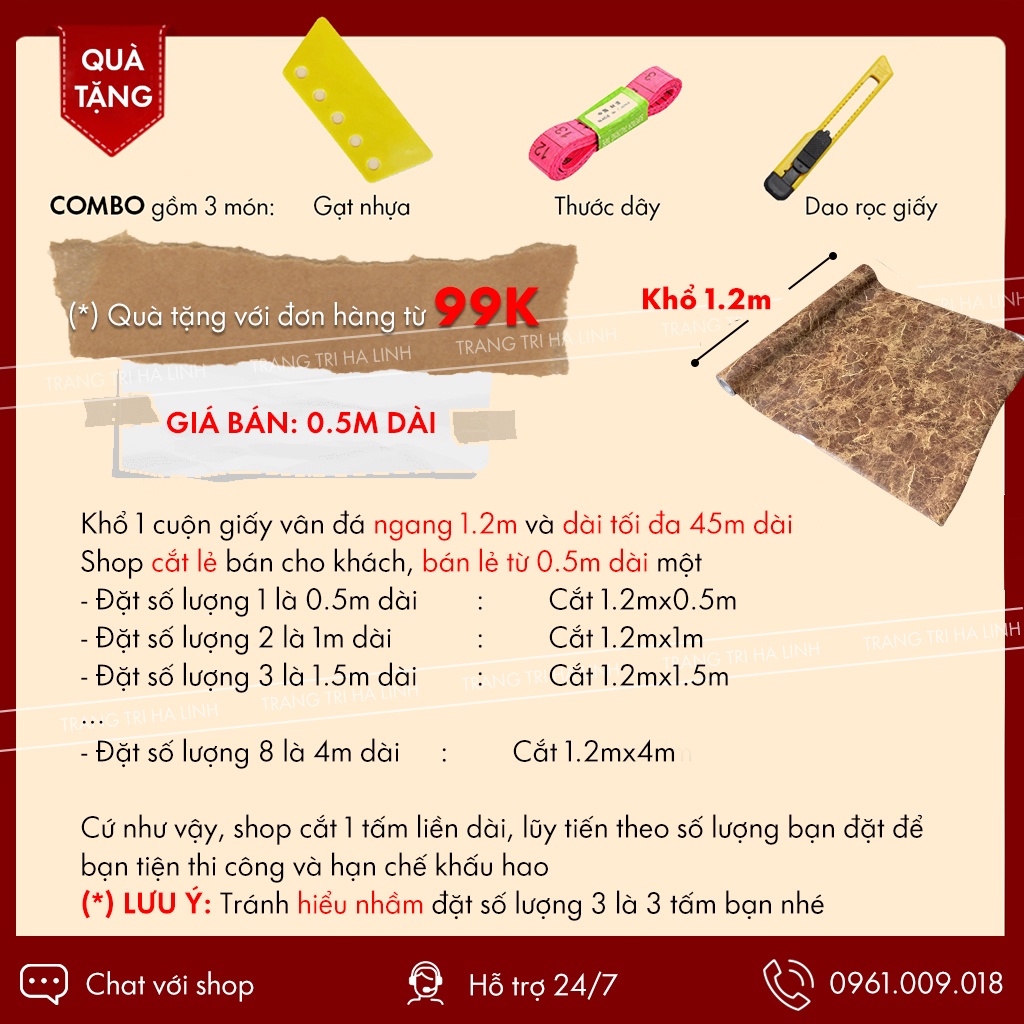 Giấy dán bếp vân đá chống dầu mỡ dán bàn tủ tường nhiều mẫu hoa văn đẹp giá rẻ