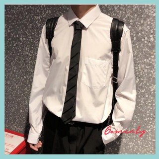 Áo sơ mi Gomenly màu trắng trơn basic kiểu dáng unisex - Áo dài tay hiphop