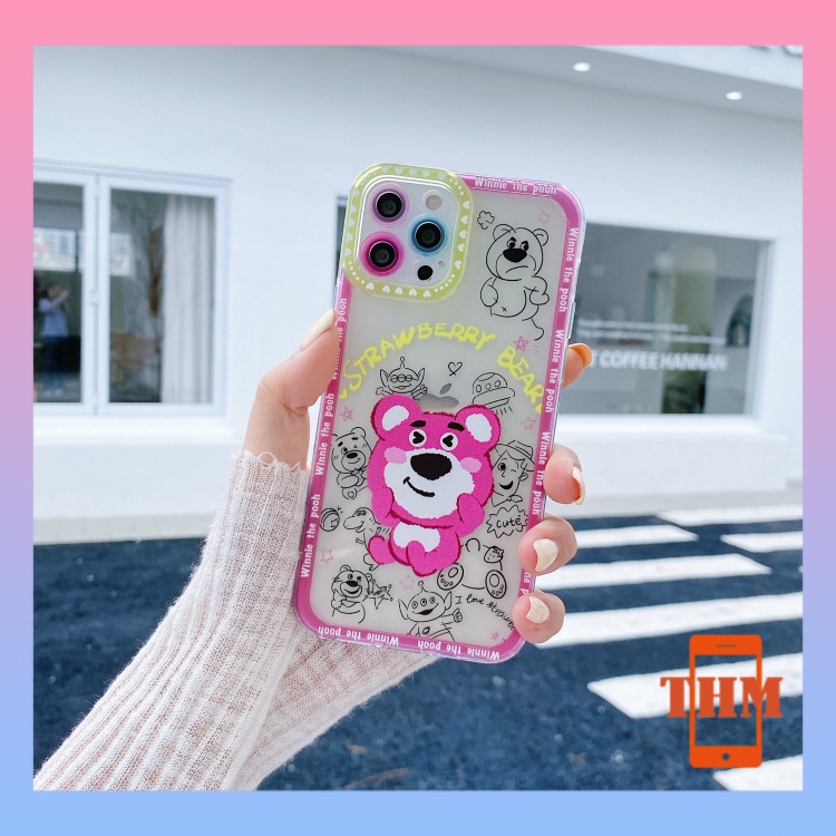 Ốp Điện Thoại Hình Gấu Hồng Dễ Thương Cho 6/6plus/6s/6splus/7/7plus/8/8plus/x/xs/xr/xsmax/11/12/13/pro/max/plus/promax-3015