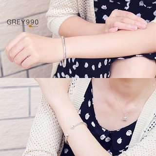 Women's Silver Plated Open Hand Bangle Bracelet