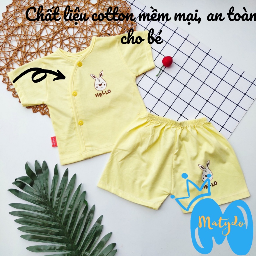 Quần áo sơ sinh ngắn tay cho bé trai bé gái mùa hè giá rẻ đồ sơ sinh cho bé HELLO cộc cúc chéo