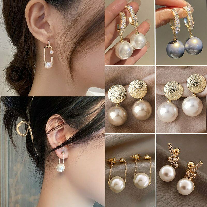Bông Tai Hình Trái Tim Đính Ngọc Trai Thời Trang Hàn Quốc Cho Nữ