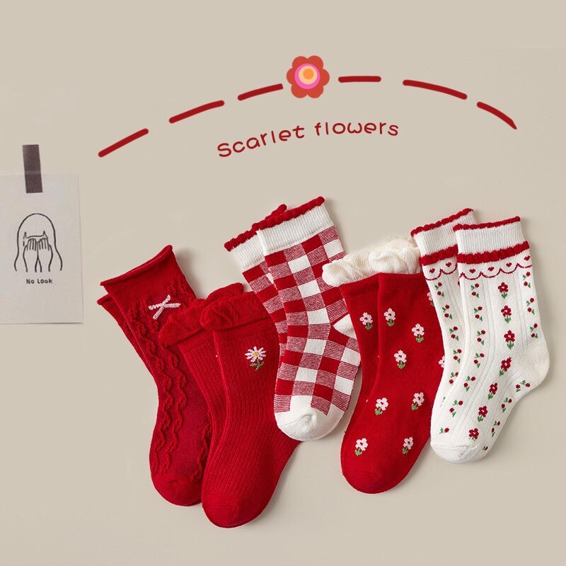Tất Thu Đông Xuất Hàn Cho Bé Gái , Bé Trai MINLIU Kids Socks Chính Hãng Cotton Cao Cấp Set 5 Đôi