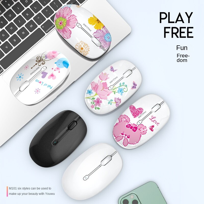 Chuột Không Dây Bluetooth 5.1 Tiger Cat M101 Dễ Thương Dành Cho Máy Tính Bảng