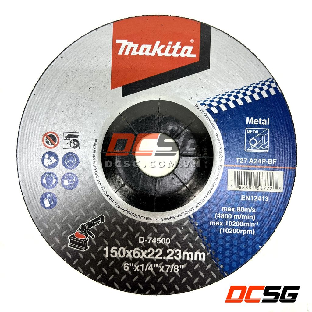 Đá mài kim loại 150x6.0x22.23mm T27 A24P-BF Makita D-74500 | DCSG