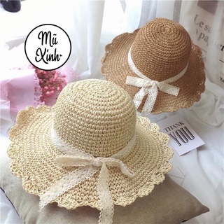 Mũ cói nón cói móc mềm mẹ và bé [Ảnh thật shop tự chụp 100%] (M09)