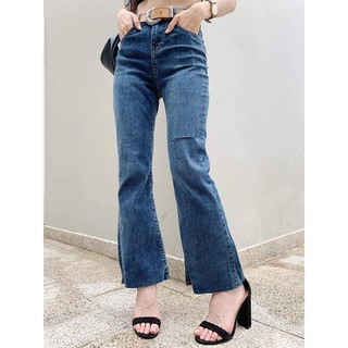 Quần jean ống loe cắt gối