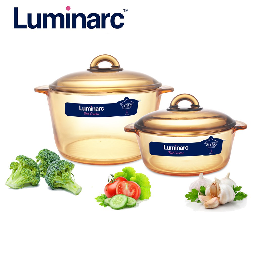 Bộ nồi thủy tinh Luminarc Amberline Granite 2L 3L