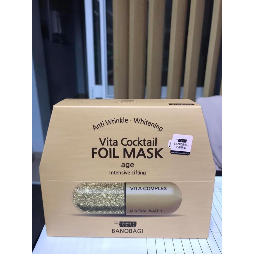 Mặt Nạ Lá Nguyên Khối Dưỡng Trắng Chuyên Sâu BANOBAGI BNBG Vita Cocktail Foil Mask