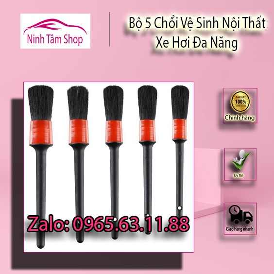 Bộ 5 Chổi Cọ Vệ Sinh Xe Ô Tô Đa Năng - Cọ Rửa Khoang Máy, Mâm Xe, Nội Thất