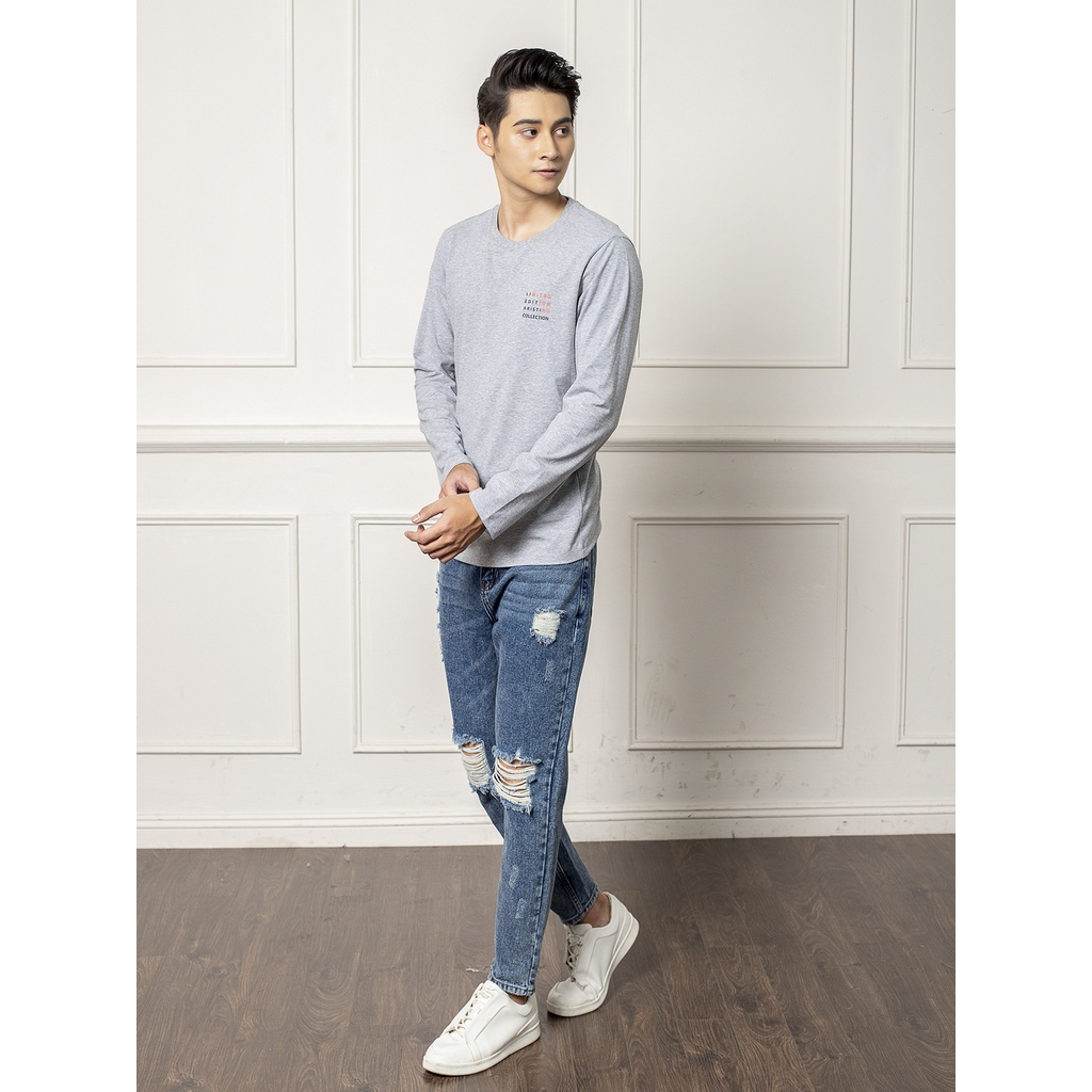Áo Phông Nam Dài Tay ARISTINO Co Giãn Thoải Mái, Form Casual Rộng Rãi, ALT001W9