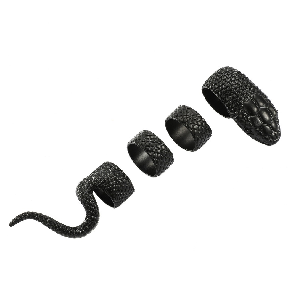Set 4 Nhẫn Đeo Tay Kim Loại Hình Rắn Vintage Cho Nữ