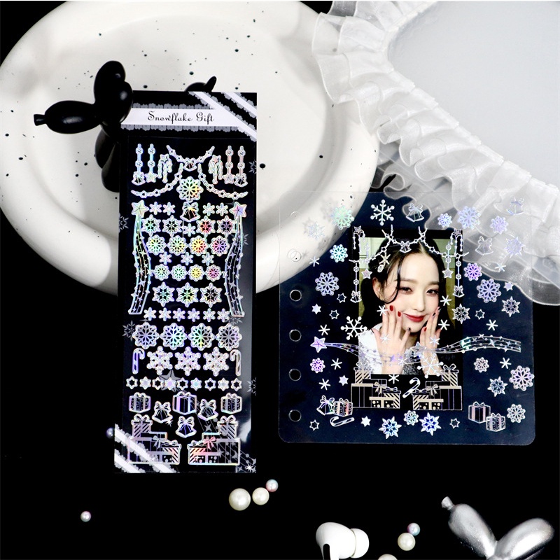 Miếng dán hình bông tuyết màu bạc galaxy dễ thương