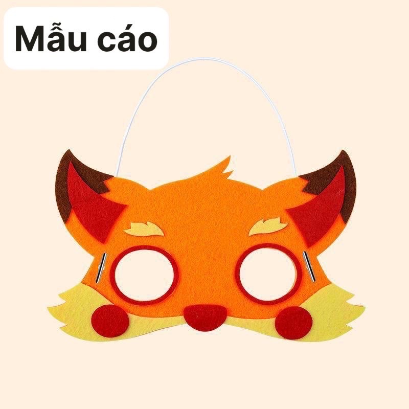 Mặt nạ vải hình thú cho bé, mặt nạ trung thu DIY cho bé, mặt nạ cho bé nhập vai