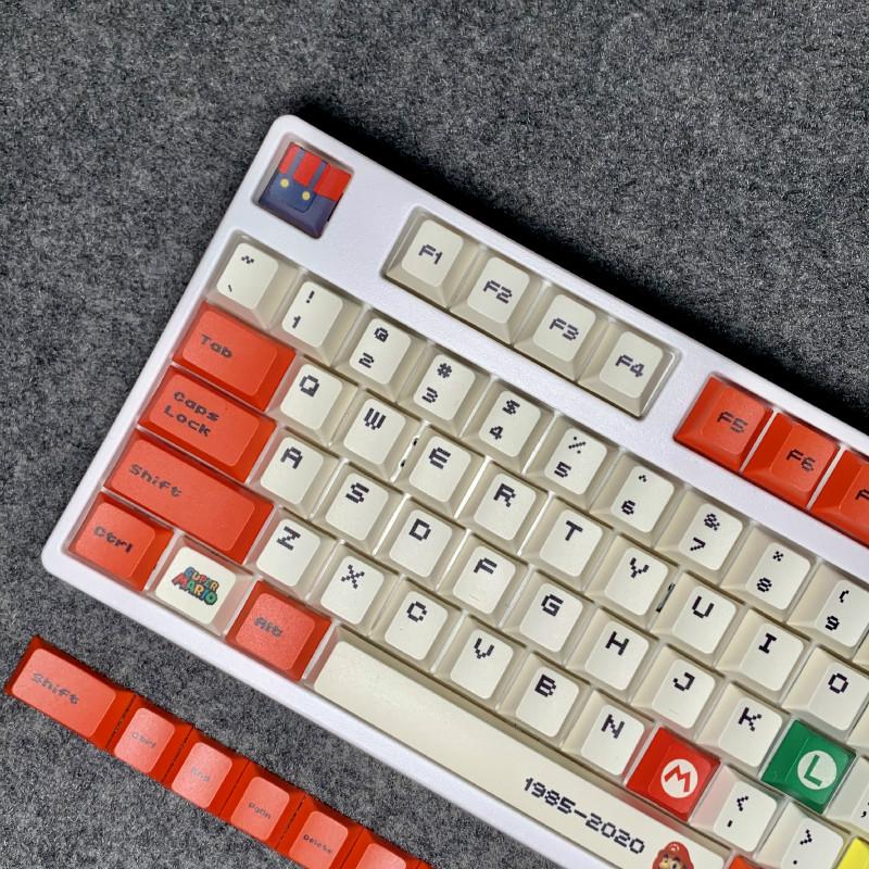 Set 119 Phím Cách PBT Họa Tiết Mario Dễ Thương Cho Bàn Phím Cơ