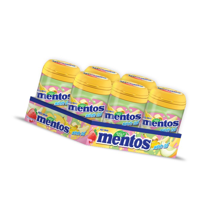 [Mã GRO1PFT55 giảm 10% đơn 150k] Kẹo Nhai Mentos Sinh Tố Hương Dâu, Chuối, Dưa Lưới (Hộp 6 Hũ)