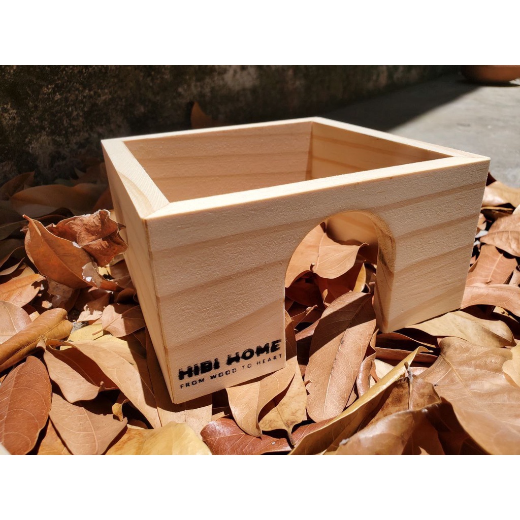 HiBi Home Mô Hình Nhà Ngủ Hầm Trú Cho Hamster Gỗ Thông Cao Cấp Kích thước 16*16*8cm