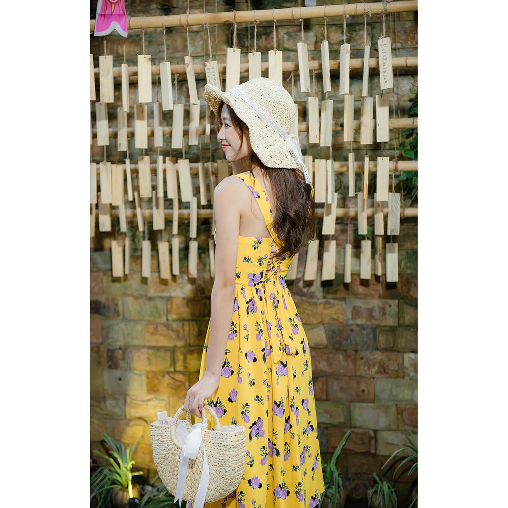 [Mã WAMT1505 giảm 10K đơn 0K] Váy 2 dây vàng cam thắt lưng dây điệu đà evanus e1067 - [ảnh thật] | BigBuy360 - bigbuy360.vn