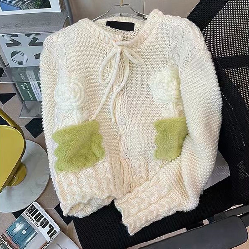 Xiaoxiang Áo Khoác Cardigan Dệt Kim Ngắn Ba Chiều Phong Cách Pháp Ngọt Ngào Thời Trang Thu Đông Dành Cho Nữ  tao bao