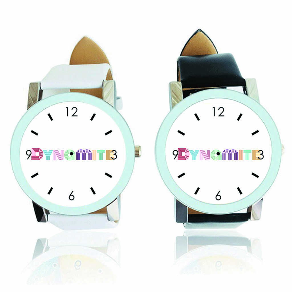 Đồng hồ đeo tay nam nữ in hình BTS Dynamite logo phụ kiện thời trang
