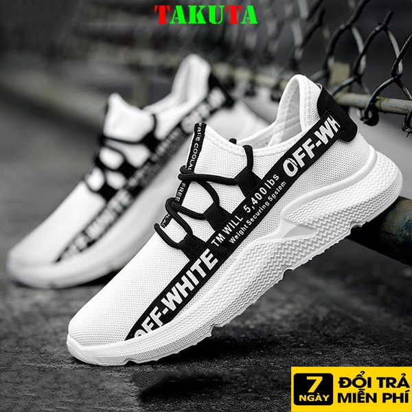 Giày Sneaker Nam thể thao màu trắng cổ cao cho học sinh phong cách Hàn Quốc TAKUTA mã WON