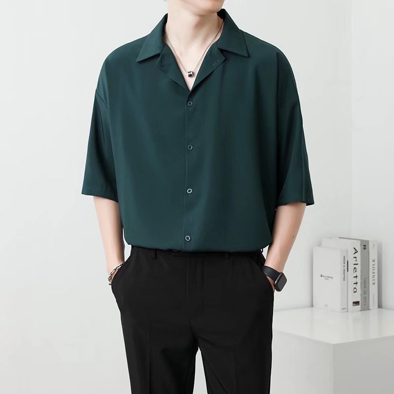 Áo Sơ Mi Nam Tay Ngắn Màu Trơn Phong Cách Hàn Quốc Thời Trang Simple áo nam form rộng fashion áo phông nam có cổ