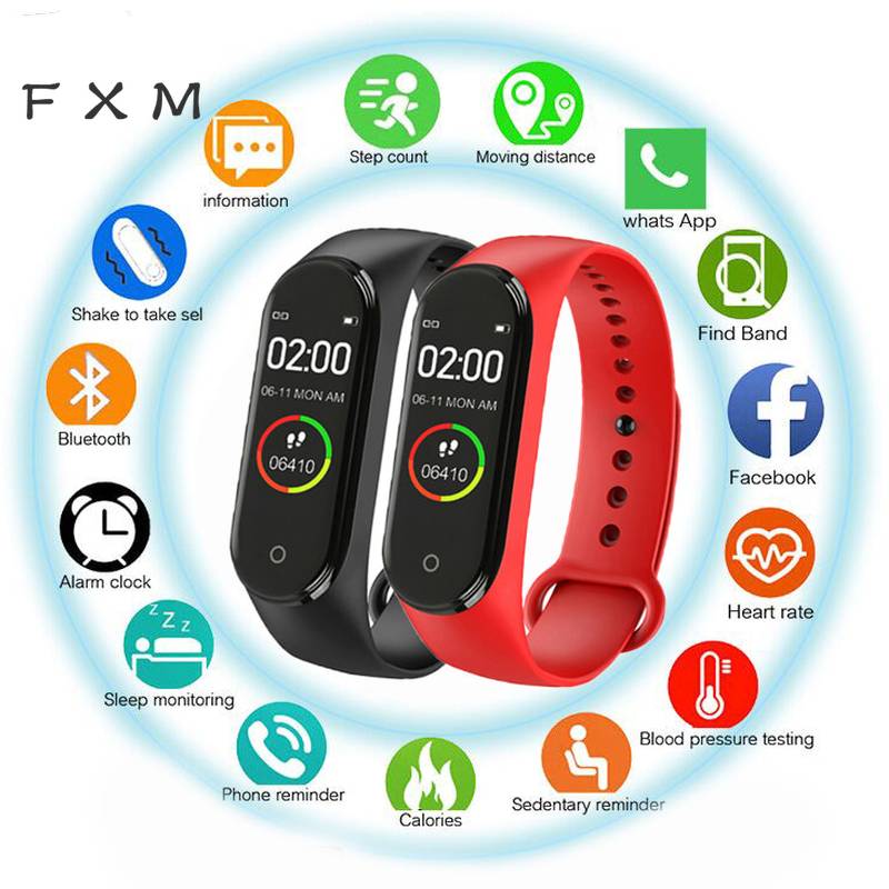 M4 Smart Sports Bracelet Dedicated Multi-Purpose Heart/Blood Pressure Monitor Smart Watch Supports Xiaomi, Huawei, Samsung Iphone