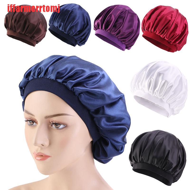 Mũ Trùm Đầu Bằng Lụa Satin Co Giãn Che Phủ Tóc Khi Ngủ Dành Cho Nữ