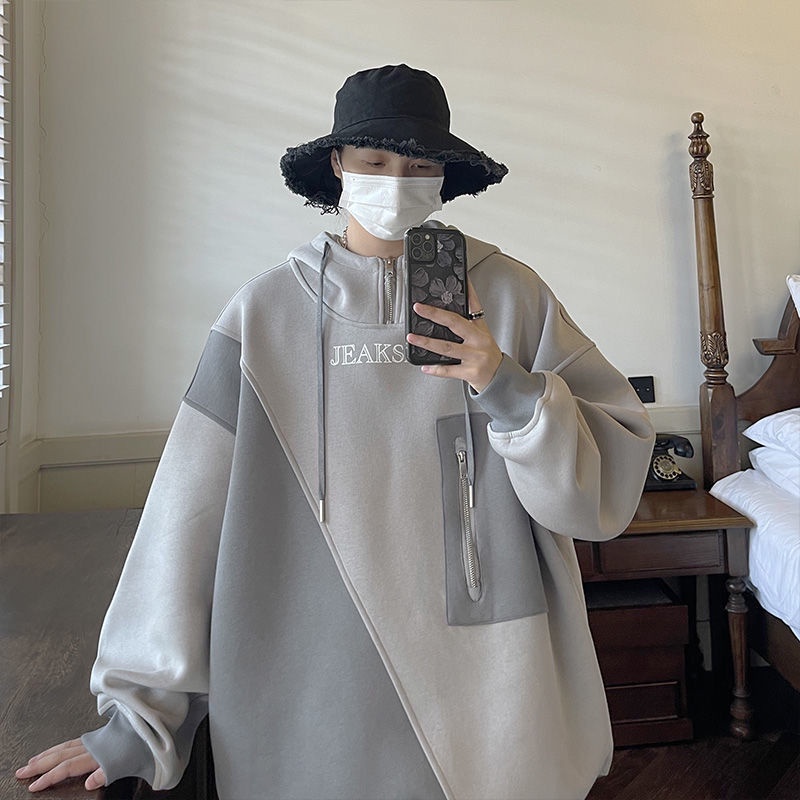 Áo Khoác Hoodie Dáng Rộng Phong Cách Retro Mỹ Thời Trang Xuân Thu Cho Nam