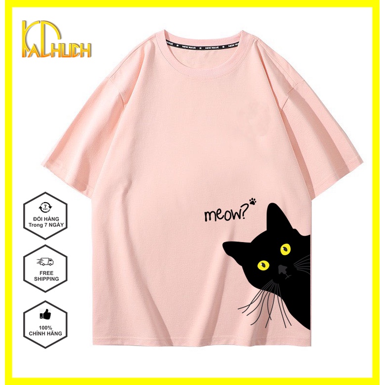 ÁO THUN NAM NỮ UNISEX TAY LỠ FORM RỘNG IN MÈO MEOW