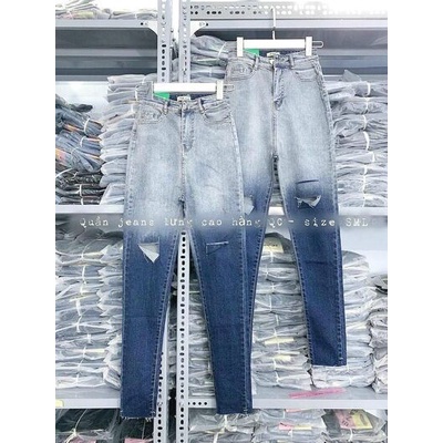 Quần Jeans Bò Loang rách gối cá tính