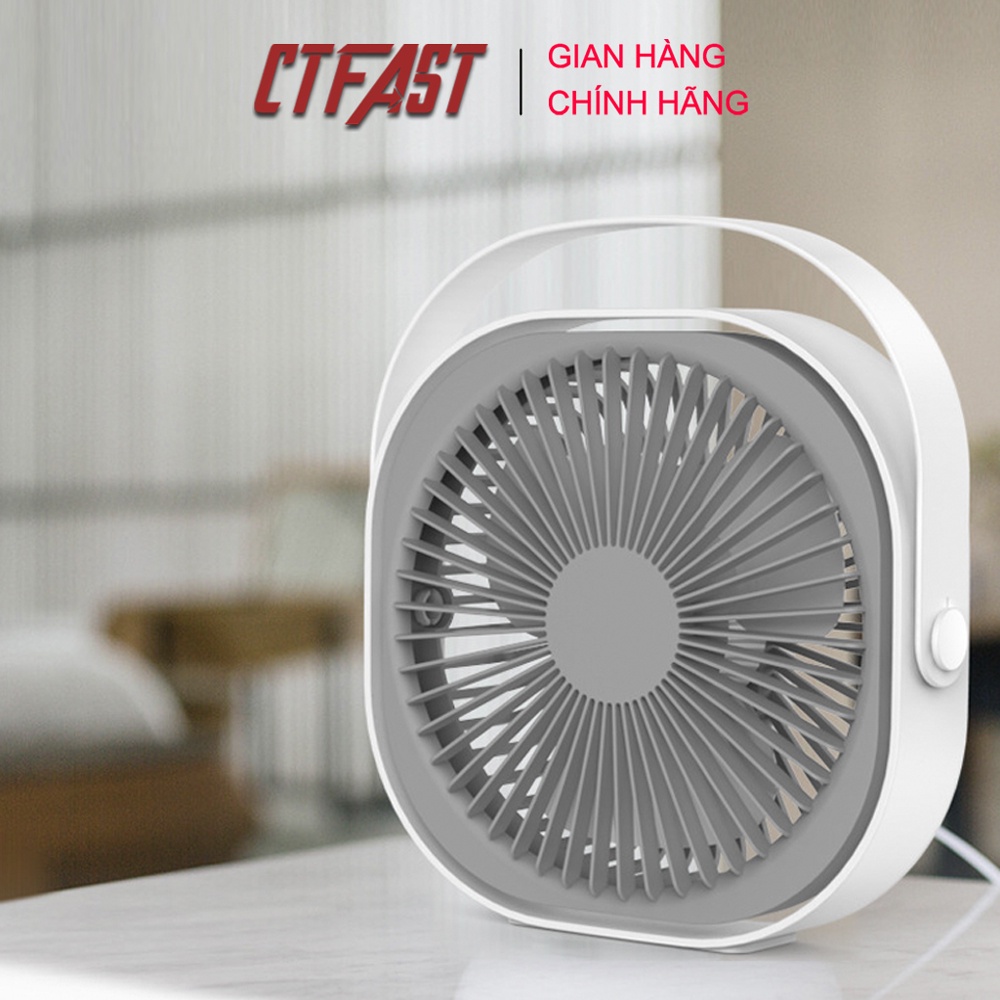 Quạt Mini Để Bàn CTFAST M102: Thiết Kế Nhỏ Gọn, Điều Chỉnh 3 Tốc Độ, Ít Gây Ồn, Pin Sạc Dung Lượng 2000mAh, Xoay 360 Độ