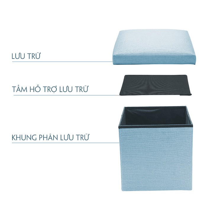 Ghế đựng đồ - Ghế ngồi kiêm hộp đựng đồ đa năng Blue House H119