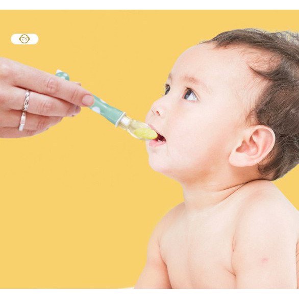 Thìa ăn dặm silicon siêu mềm hình đầu mèo an toàn cho bé