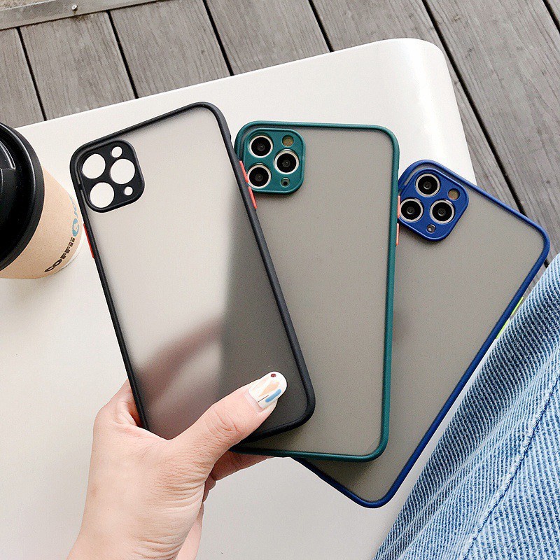 Ốp Lưng Iphone Lưng Nhám Mờ Bảo Vệ Camera Viền Nổi Màu Macron  7plus/8plus/x/xsmax/11/11promax