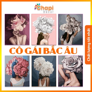 Tranh tô màu số hóa Chapi Cô Gái Nghệ Thuật Bắc Âu KT 40x50cm đã cằng khung, Có dầu bóng | Chapi Decor