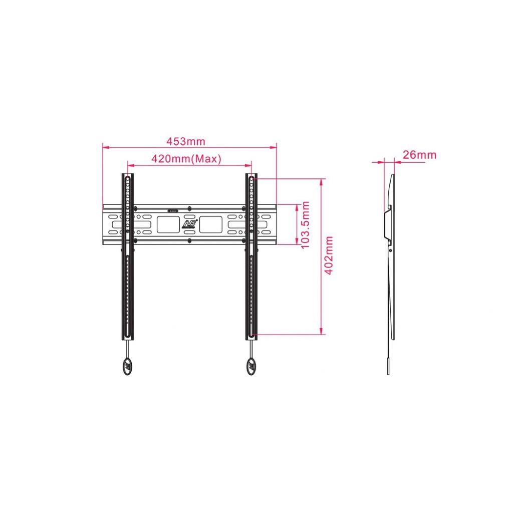 Giá treo tivi thẳng tường dày đẹp cho các hãng tivi từ 14 - 65 inch tặng kèm ốc vít