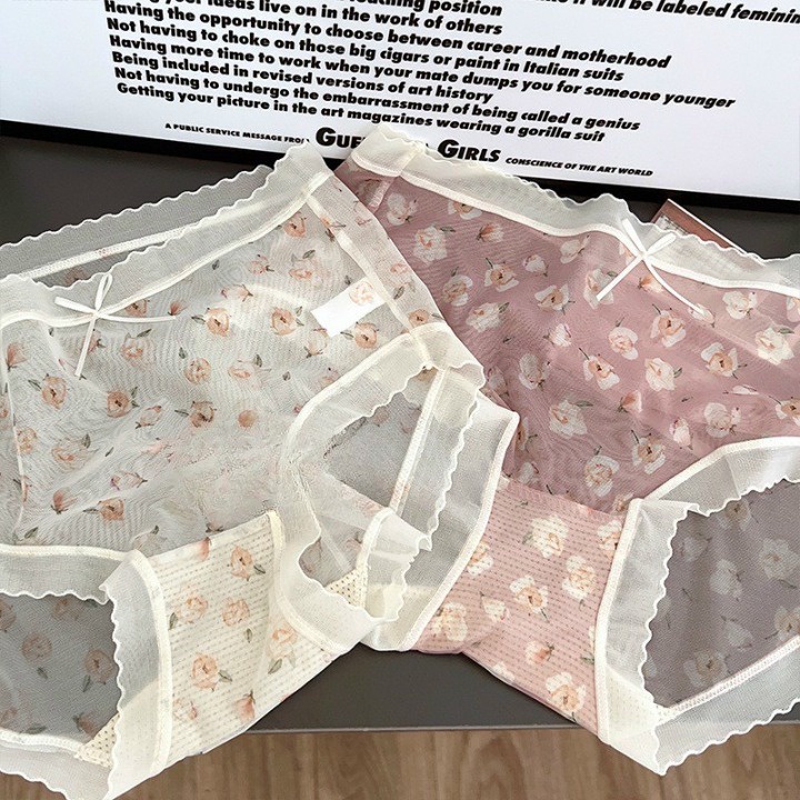 Quần Lót Nữ Ren Lưới Họa Tiết Hoa Nhí Dễ Thương 3392