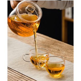 Chén trà thuỷ tinh kèm đĩa kê thuỷ tinh chịu nhiệt dung tích 100ml